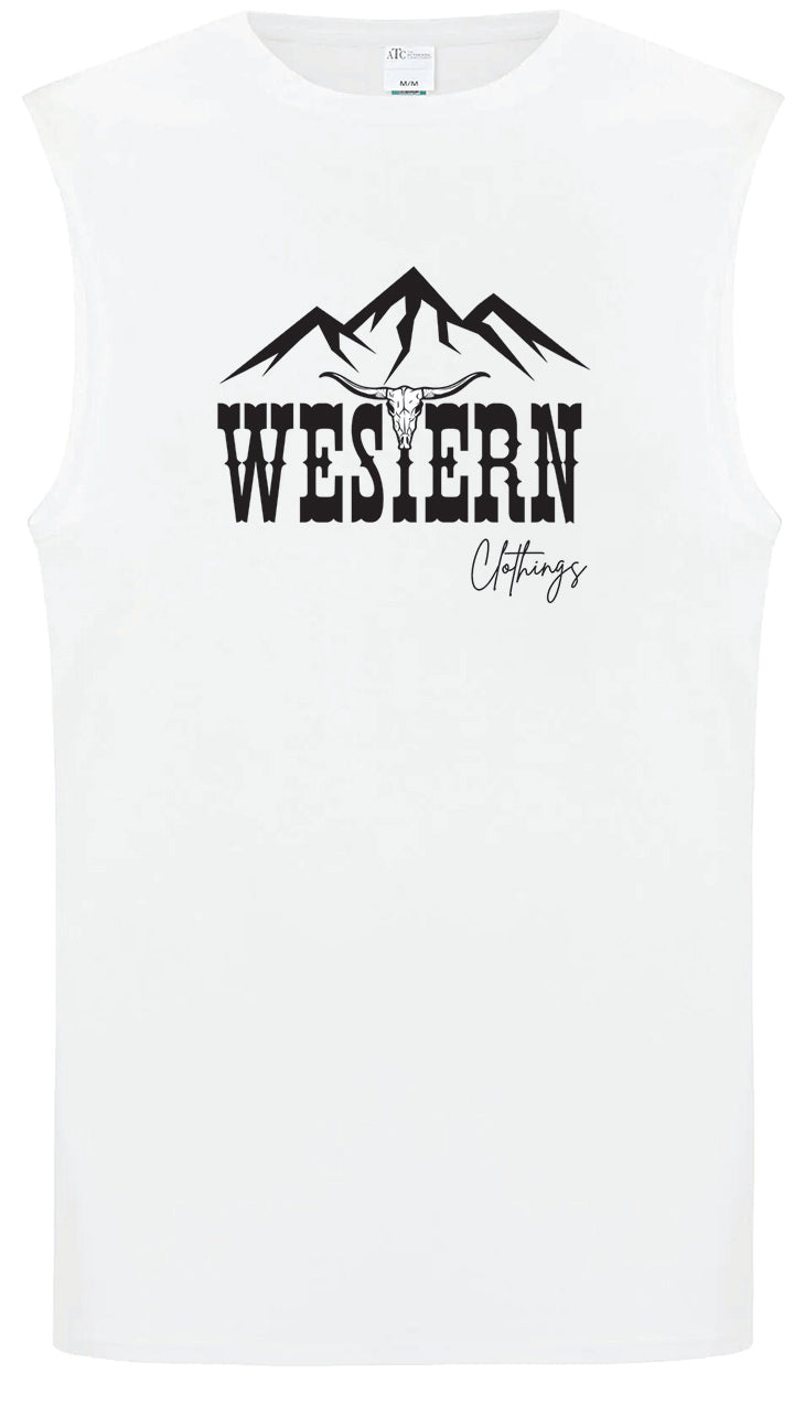 T-shirt Western sans manche Homme | WC | Blanc