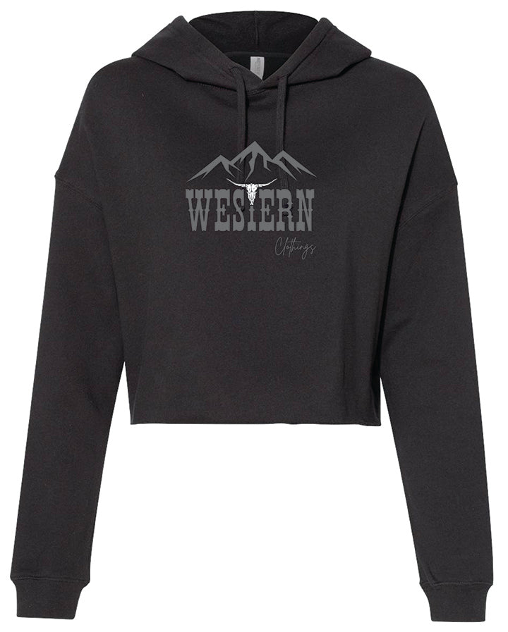 Crop top Western Femme hoodie | WC | Noir