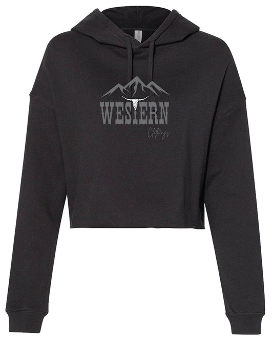 Crop top Western Femme hoodie | WC | Noir