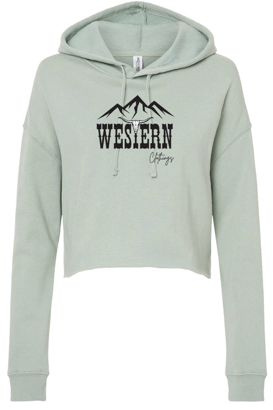Crop top Western Femme hoodie | WC | Sage