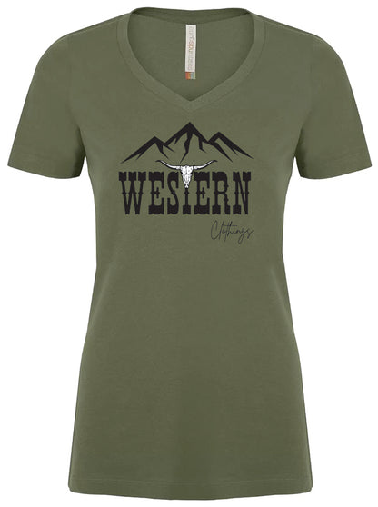 T-shirt Western Femme col en v | WC | Mousse