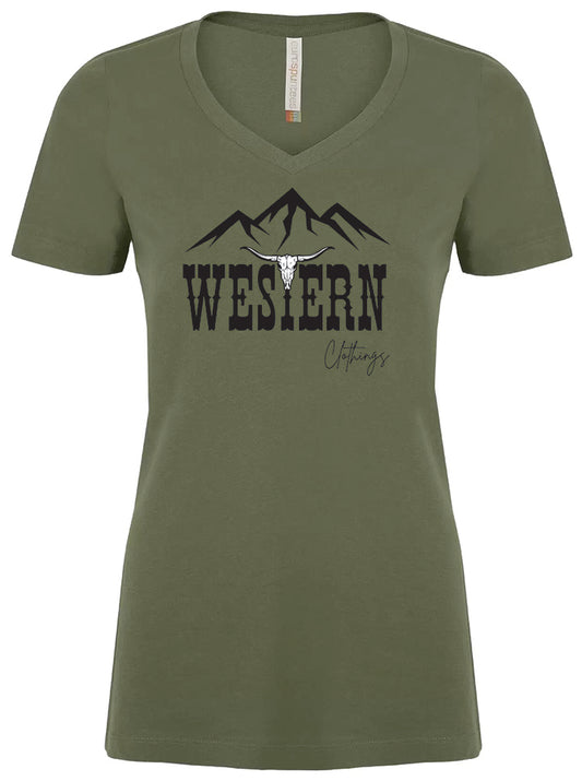 T-shirt Western Femme col en v | WC | Mousse
