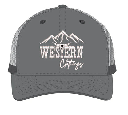 Casquette western enfant | Logo brodé blanc WC | Gris et maille noire