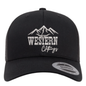 Casquette western | Logo brodé gris argent WC | Noire et maille noire