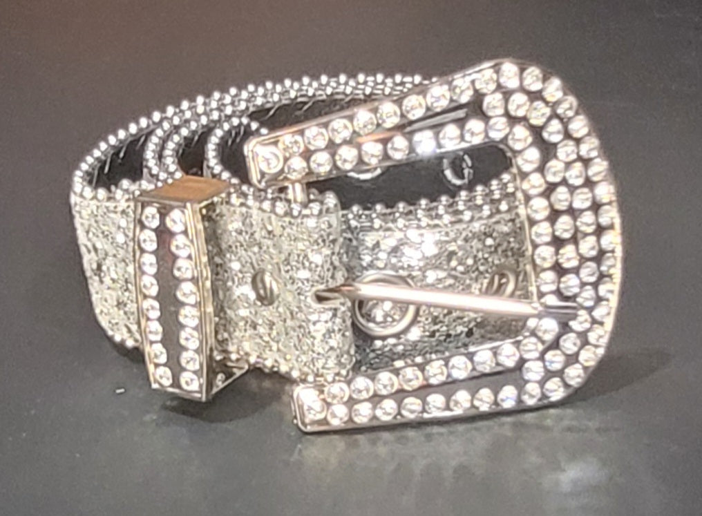 Ceinture | Gris argent avec strass