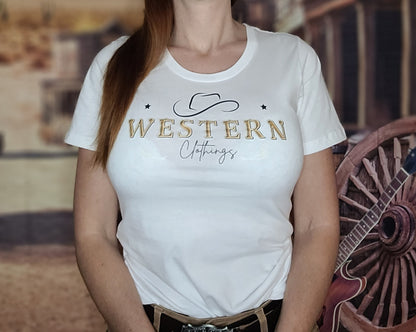 T-shirt Western Femme col rond | HAT | Blanc, noir, gris charbon