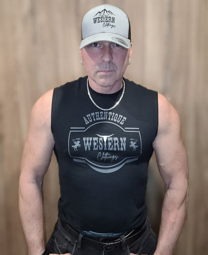 T-shirt Western sans manche Homme | AUT | Noir