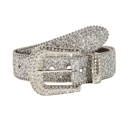 Ceinture | Gris argent avec strass