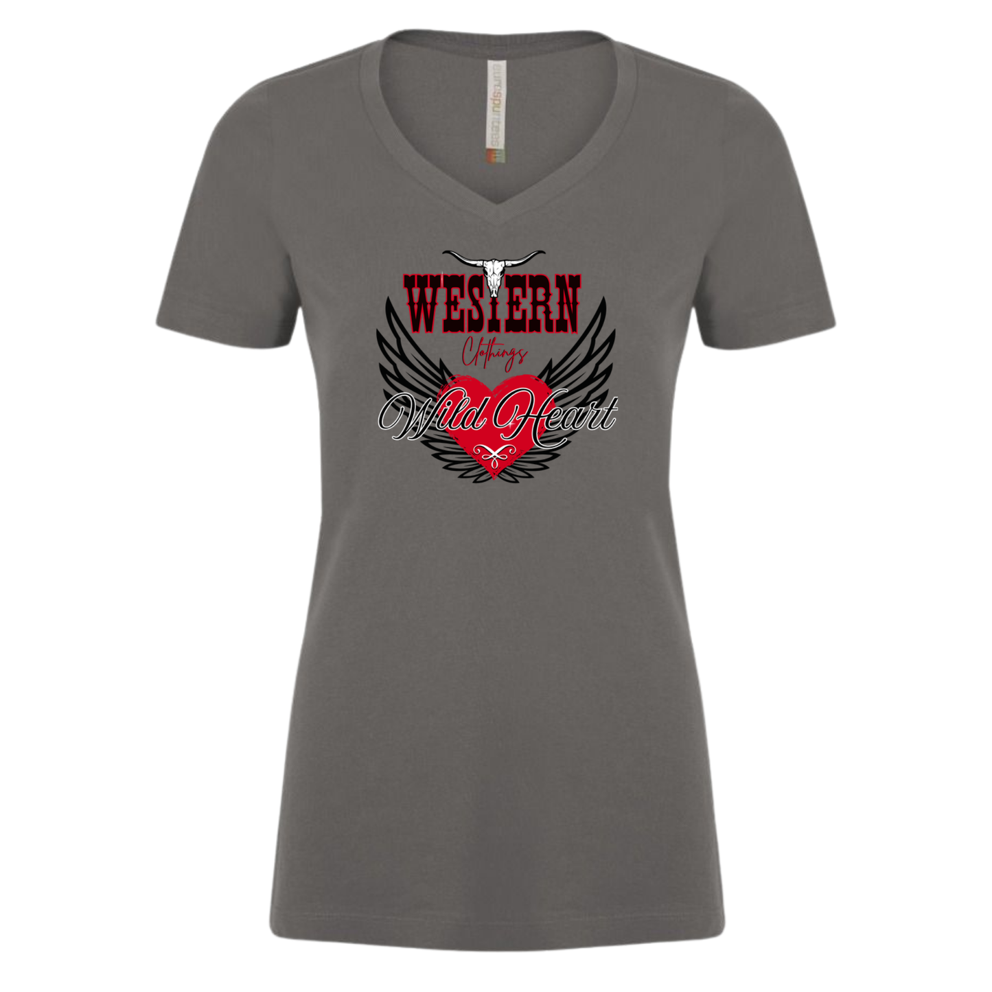 T-shirt Western Femme col rond | WH | Gris charbon