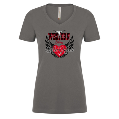 T-shirt Western Femme col rond | WH | Gris charbon