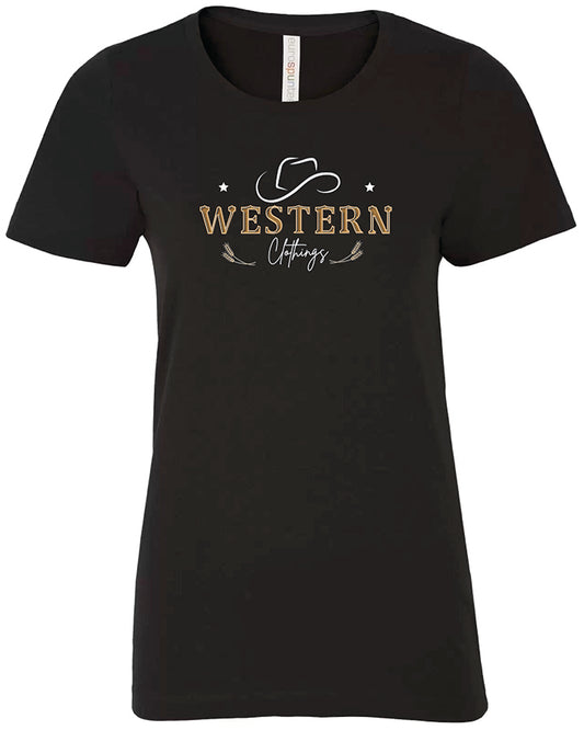 T-shirt Western Femme col rond | HAT | Noir
