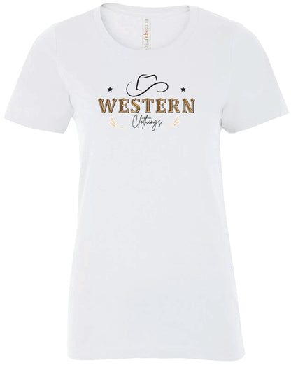 T-shirt Western Femme col rond | HAT | Blanc