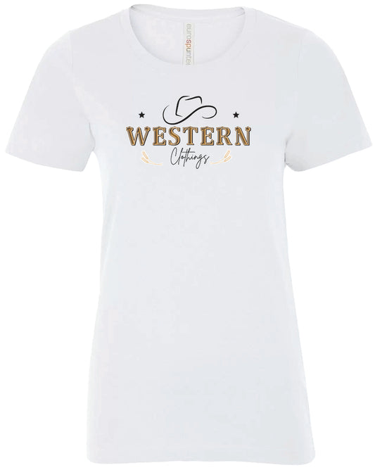 T-shirt Western Femme col rond | HAT | Blanc